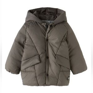 Zara Toddler Boy Check Lined Dark Grey Puffer Jacket